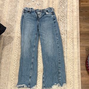 American Eagle Outfitters Distressed Blue Straight Leg Jeans